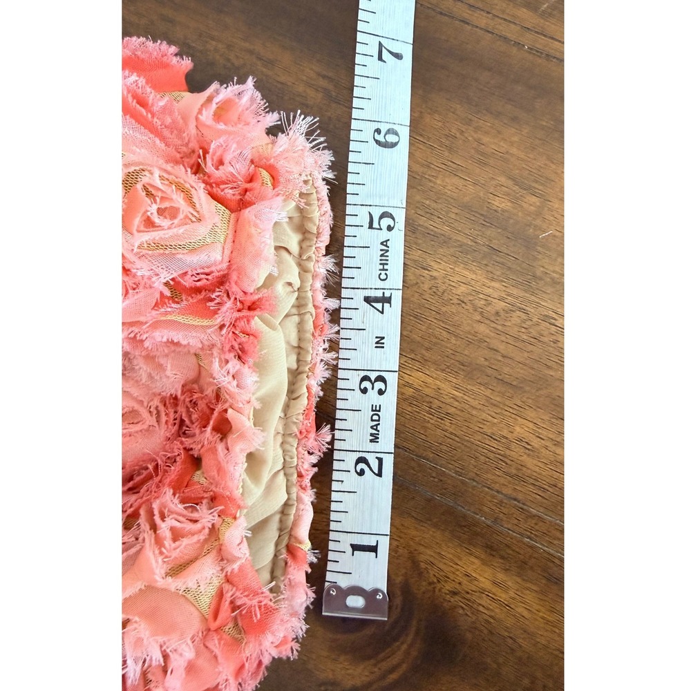 Born Supply XL Pink 3D Rosette Crop Top Tie Front Floral Coquette Blouse cropped - Picture 14 of 14